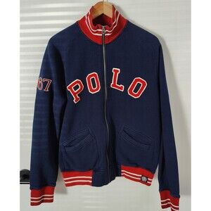 Polo Ralph Lauren Full Zip Jacket Mens L Logo Spellout Embroidered Pockets